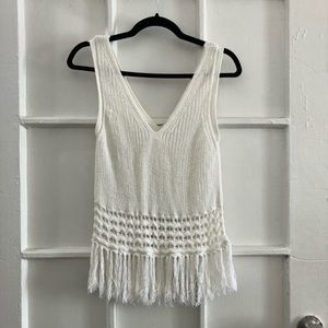 Club Monaco White Fringe Top